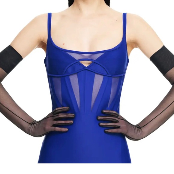 NWT Mugler x H&M Women's S Black Mesh Second Skin Gloves - Picture 2 of 2